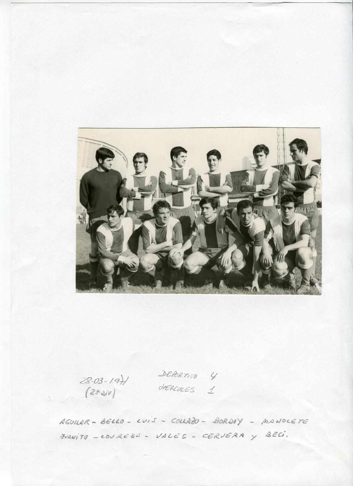 Once del Deportivo en la temporada 70-71.