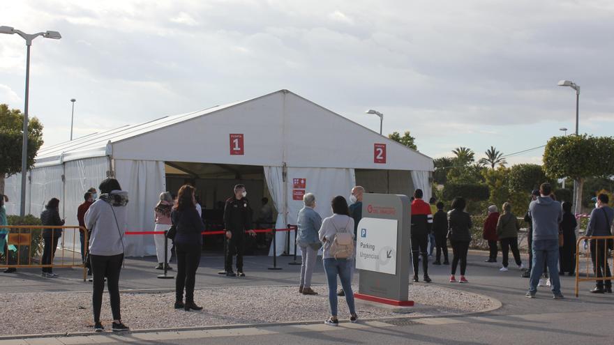 Casi 5.000 pruebas covid en dos semanas en la carpa del Hospital del Vinalopó de Elche