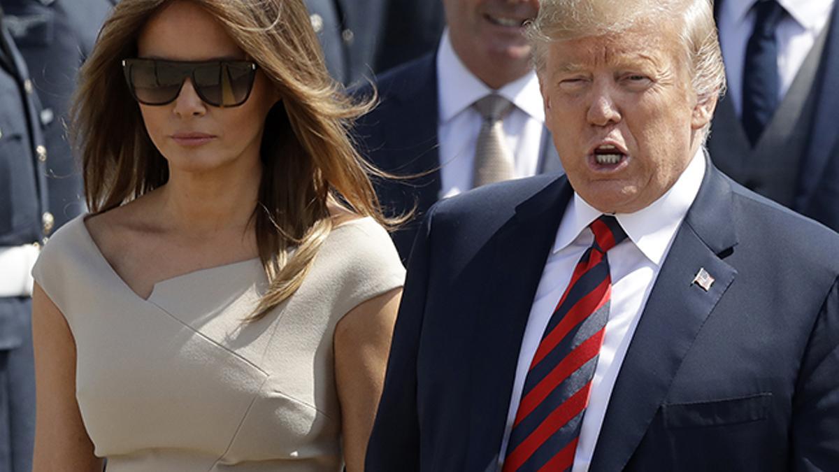 Melania Trump y Donald Trump a su llegada a Londres