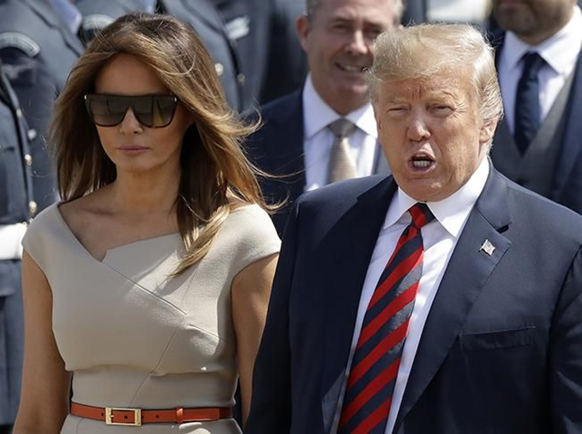 Melania Trump y Donald Trump a su llegada a Londres