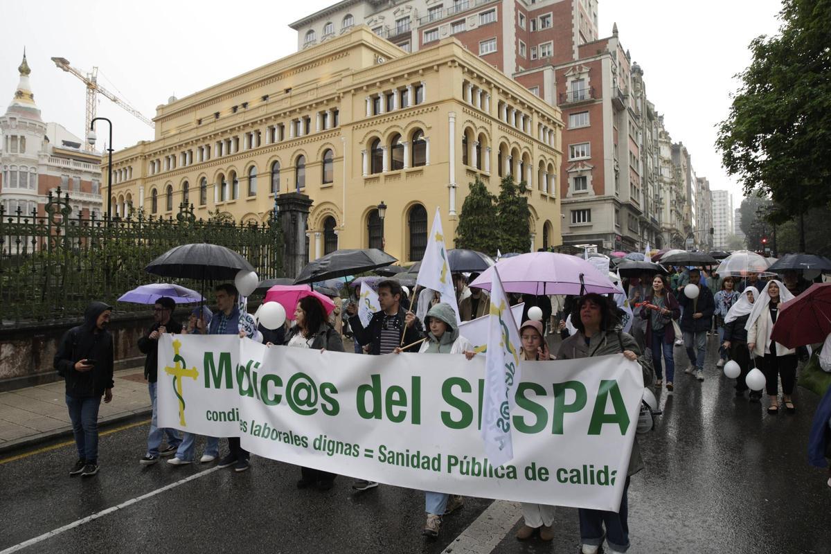Manifestación de médicos en Oviedo, el pasado 29 de abril.
