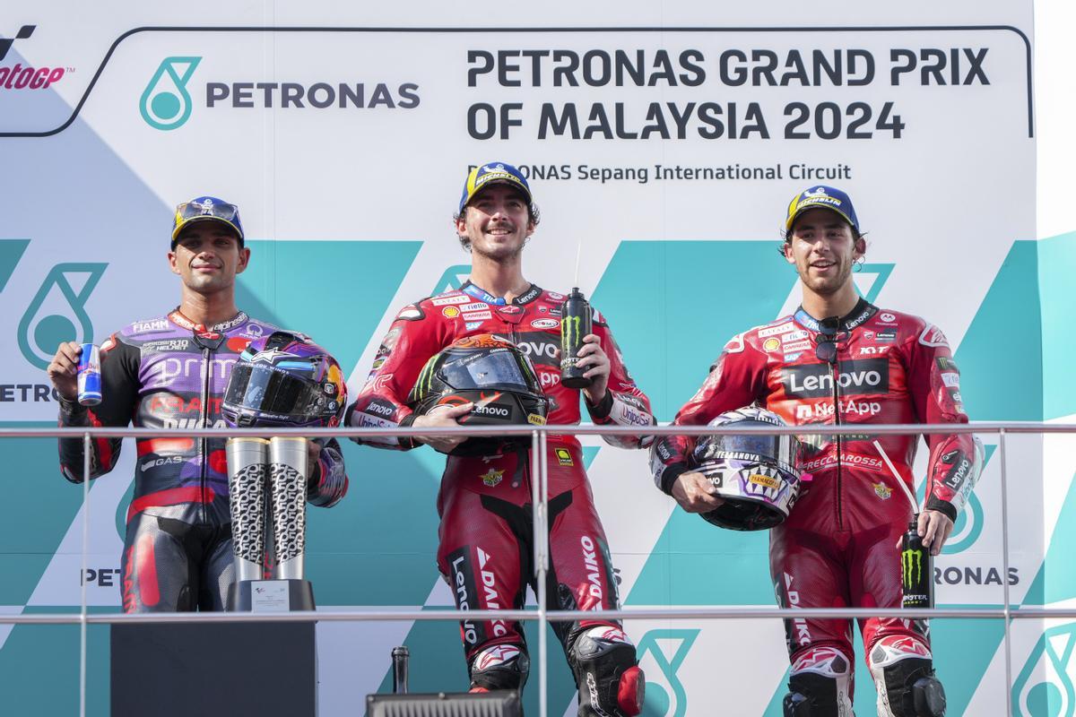 El podio del GP de Malasia de MotoGP.
