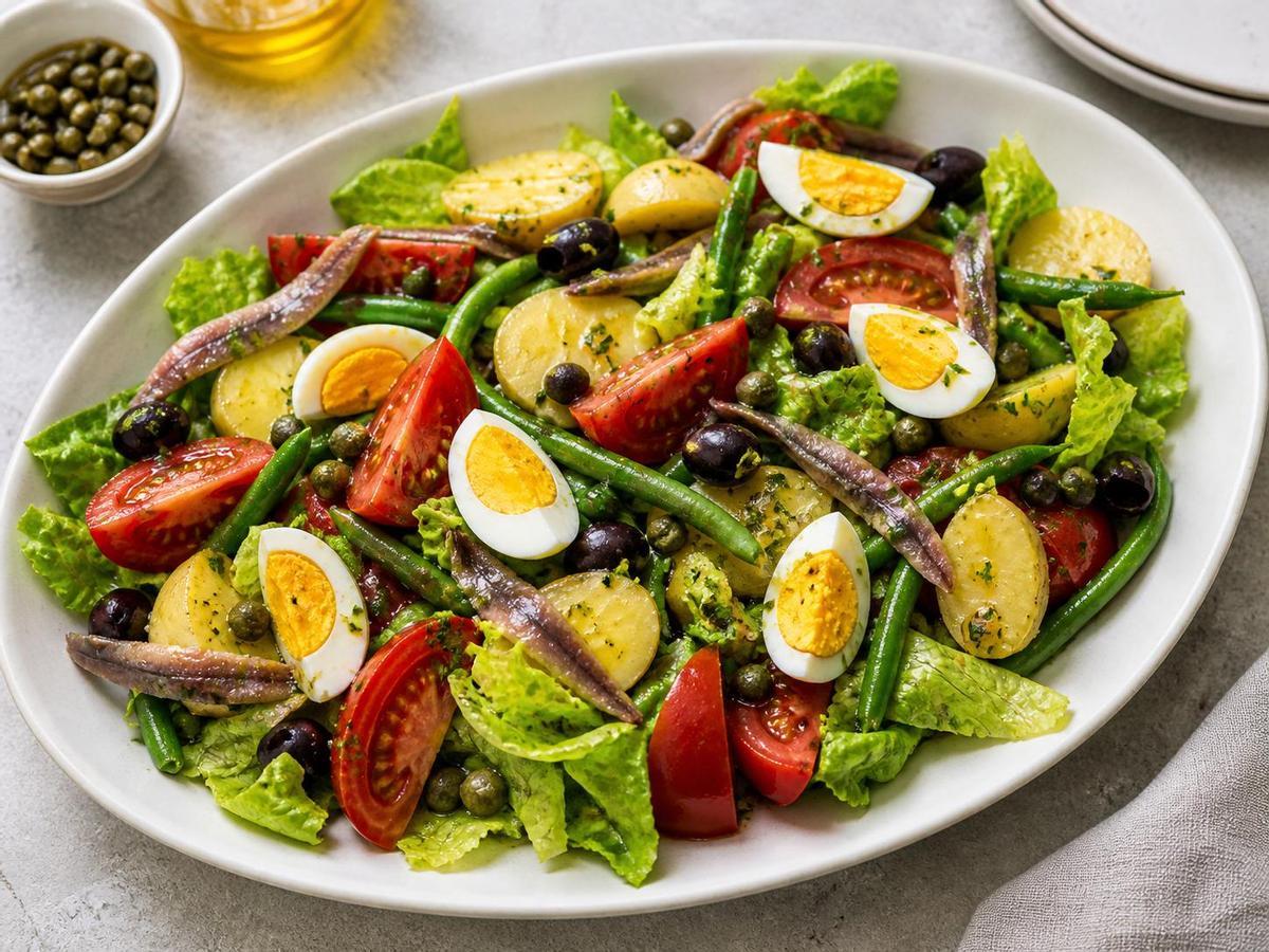 Ensalada Niçoise o Nizarda, un típico plato de la región francesa de Niza