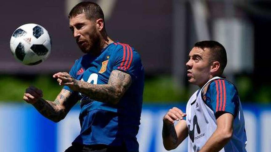 Ramos y Aspas, ayer en Krasnodar. // Pierre-Philipe Marcou