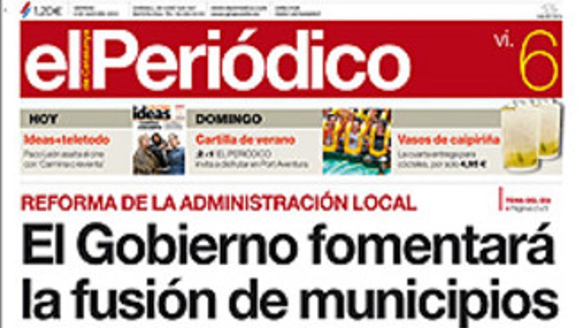 La portada de EL PERIÓDICO de este viernes.