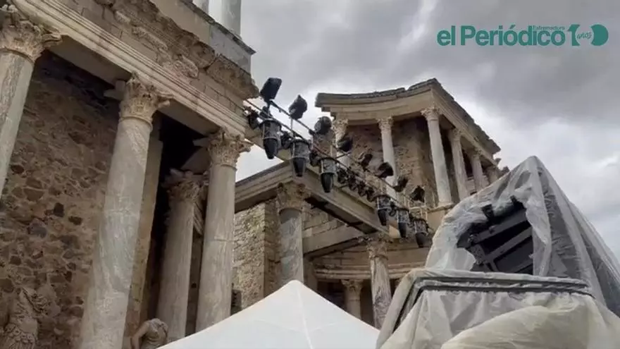Vídeo | Así quedó el Teatro Romano de Mérida después del chaparrón del sábado