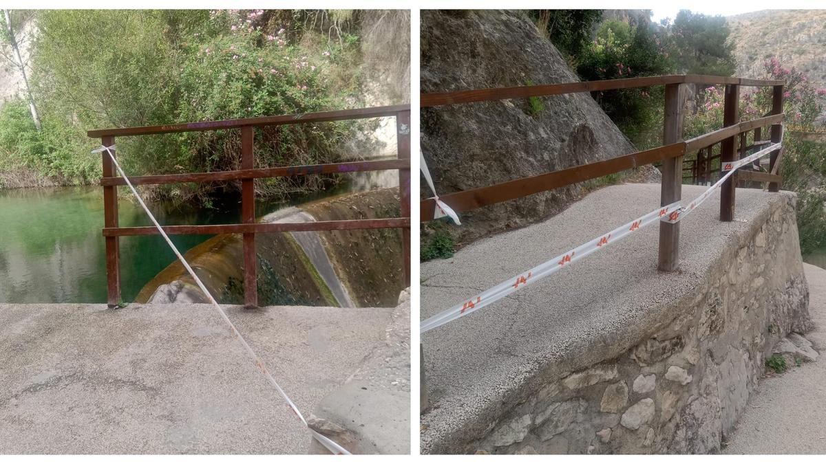 Imagen de archivo de barandillas rotas en el Pou Clar de Ontinyent