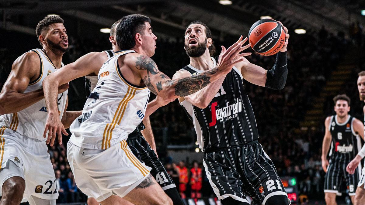 Shengelia no pudo llevar a la victoria a su equipo ante un Madrid muy sólido en Bolonia.