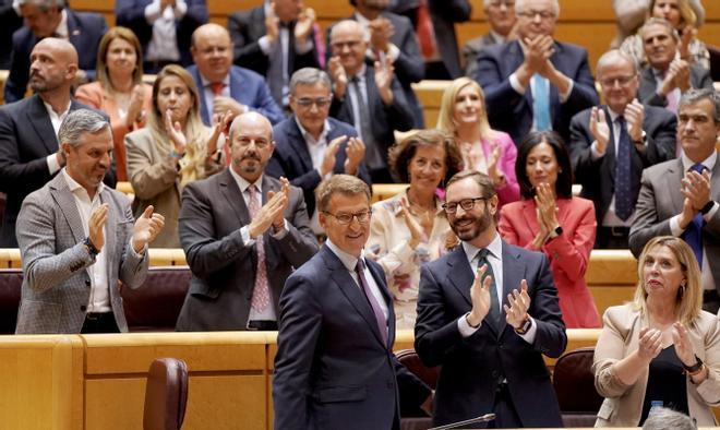 El cara a cara entre Sánchez y Feijóo en el Senado, en imágenes