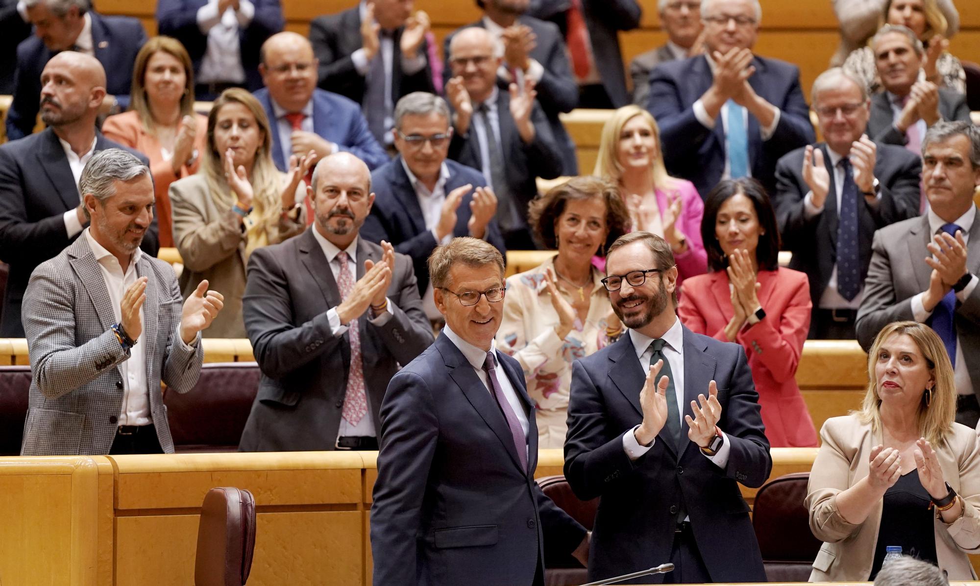 El cara a cara entre Sánchez y Feijóo en el Senado, en imágenes