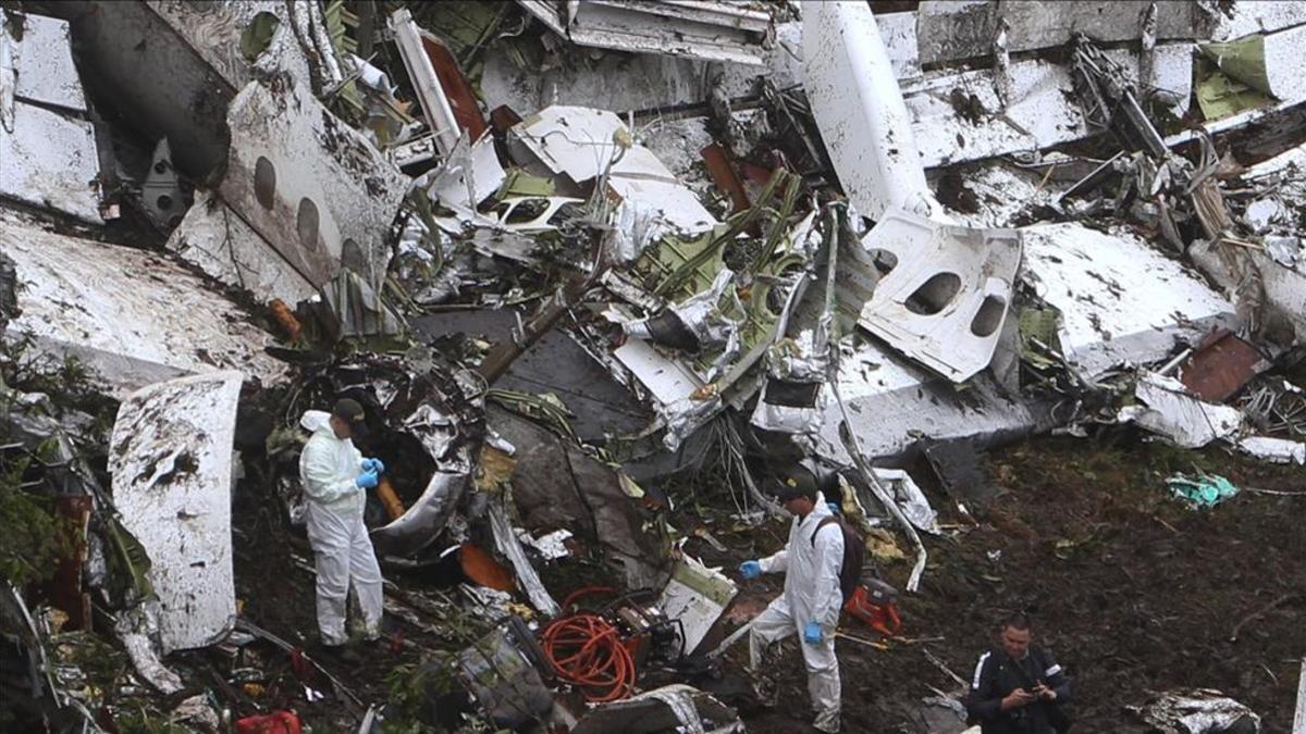Restos del avión de Lamia siniestrado en los Andes colombianos