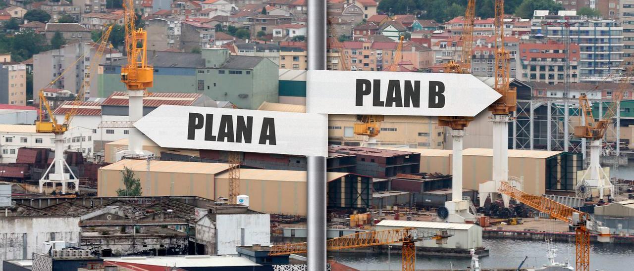 Imagen de fondo: instalaciones del astillero Barreras en Vigo.