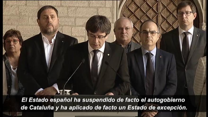 VÍDEO / Puigdemont acusa al Estado de suspender “de facto el autogobierno en Cataluña”