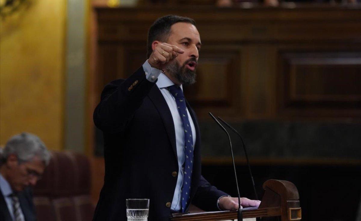 Santiago Abascal, durante su intervención en el Congreso el pasado día 4.