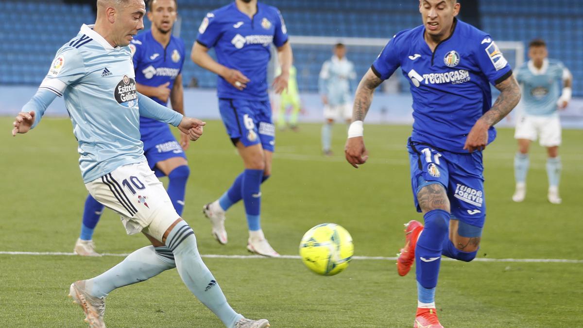 Aspas, durante el partido ante el Getafe.