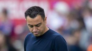 Xavi, en el seu últim partit a Montjuïc contra el Rayo Vallecano. | JORDI COTRINA