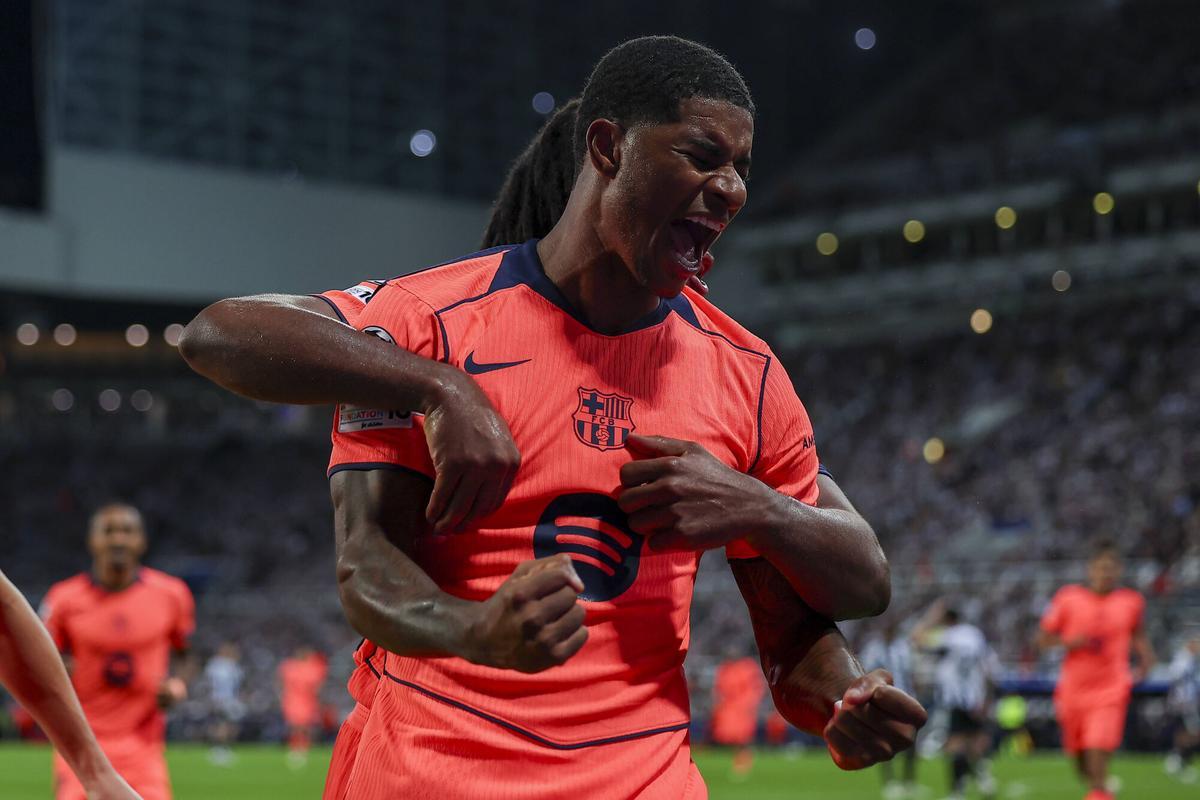 Rashford celebra el segundo gol ante el Newcastle
