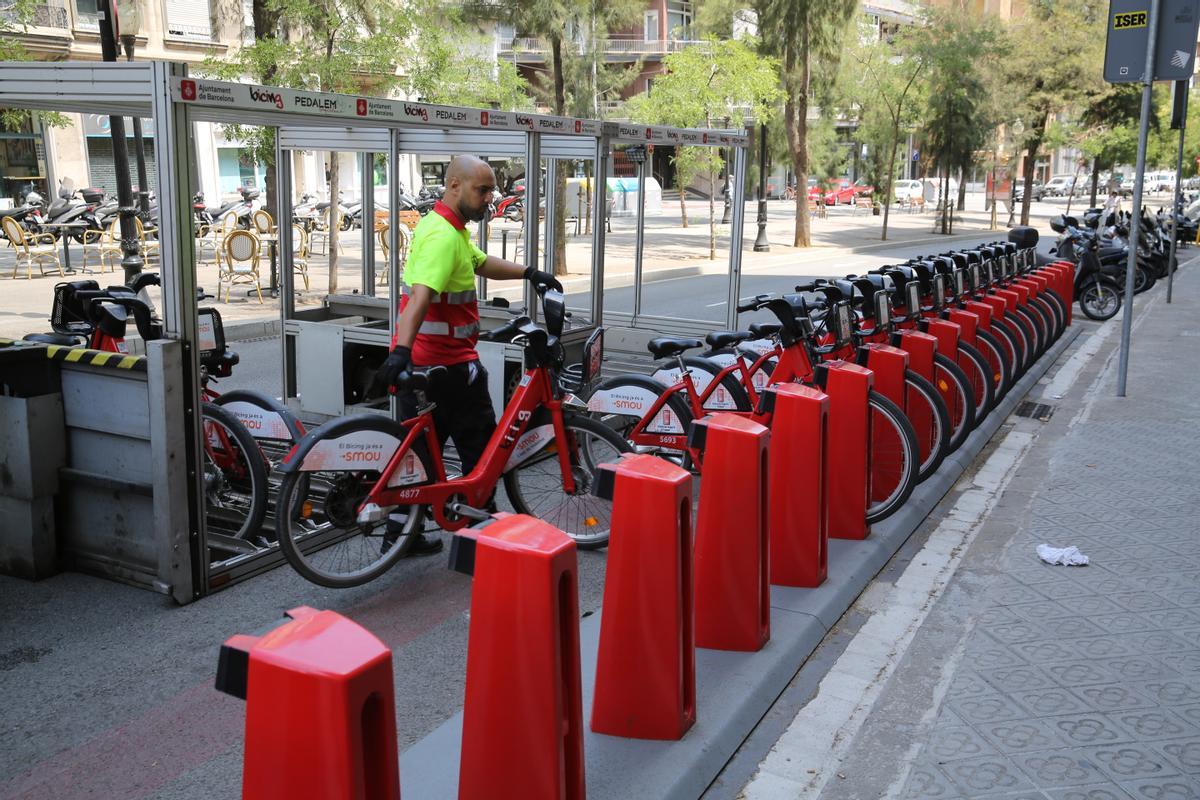 Una estación de Bicing de Barcelona.