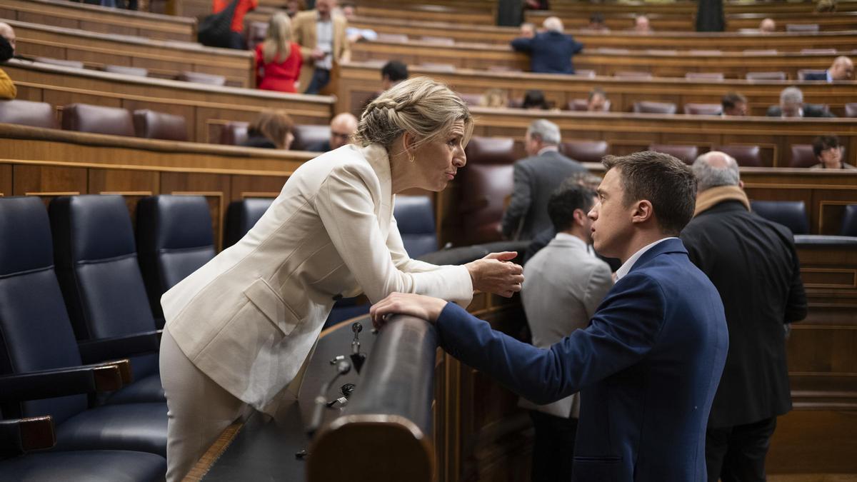 Yolanda Díaz e Iñigo Errejón, en el Hemiclo del Congreso.