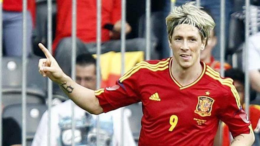 Fernando Torres celebra el gol que marcó en el amistoso ante Corea del Sur