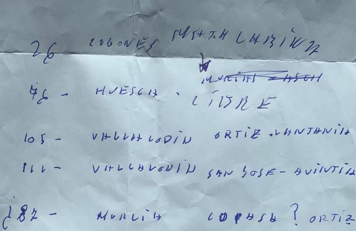 La nota manuscrita atribuida a Koldo García, con la referencia a la obra de la «Y» destacada con un recuadro. | LNE