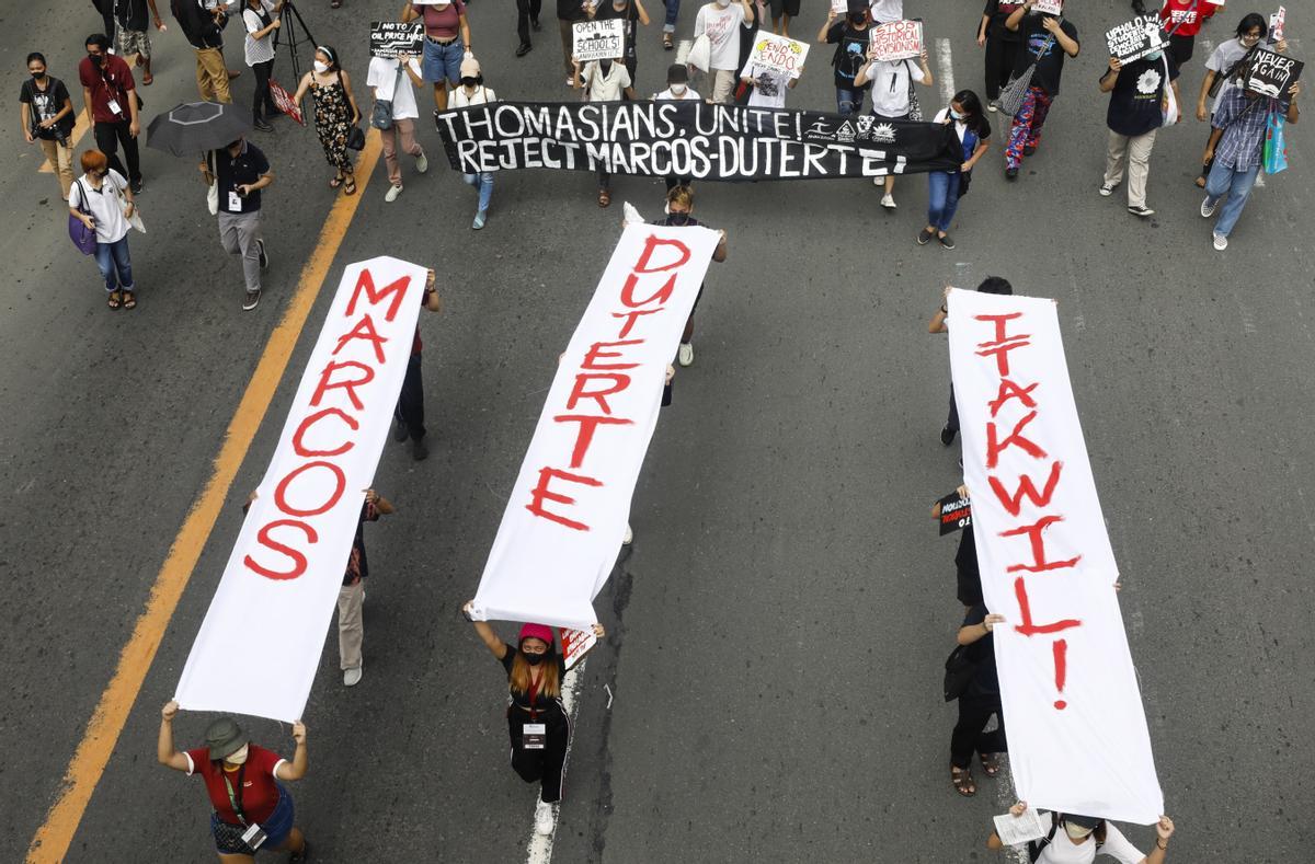 Protestas en Filipinas antes del primer discurso del estado de la nación de Marcos