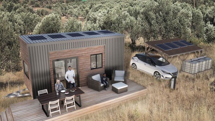 Casa prefabricada de 7,2 metros de largo por 2,5 metros de ancho y 4 metros de alto, modelo Inuit de la empresa catalana Noma house