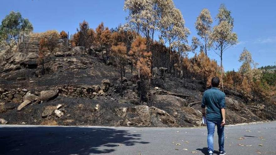 Montes quemados en la parroquia de Pontesampaio. // Gustavo Santos