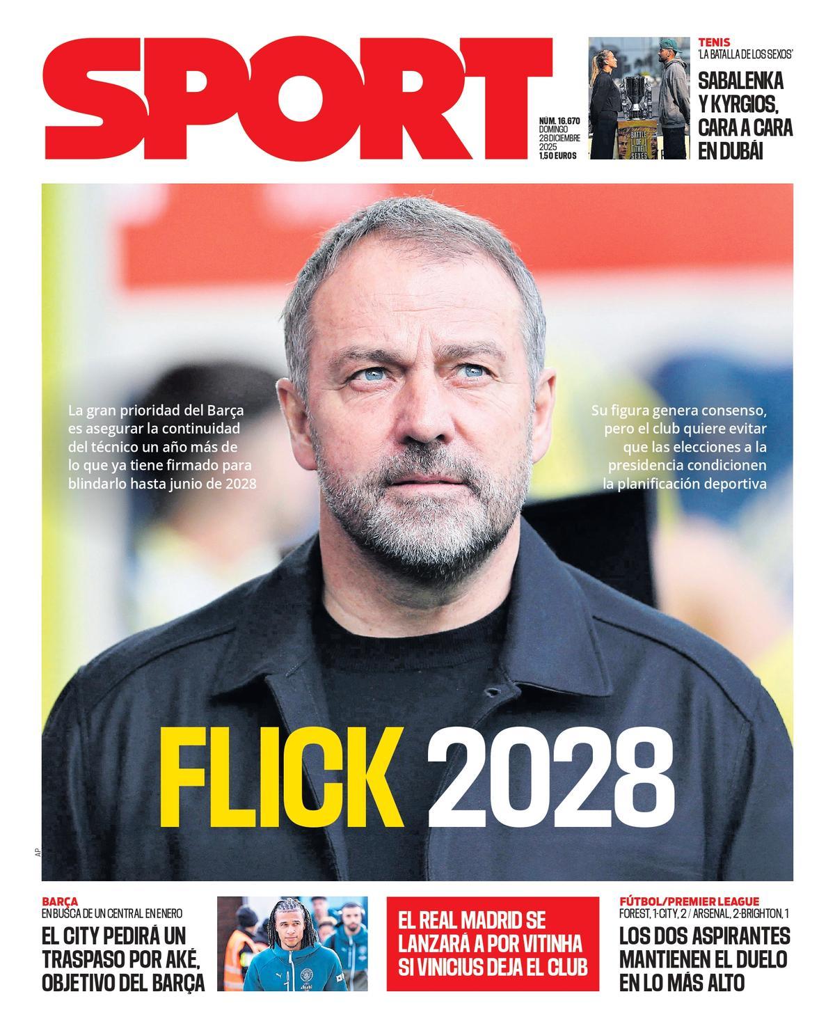 Esta es la portada de SPORT de hoy domingo, 28 de diciembre de 2025