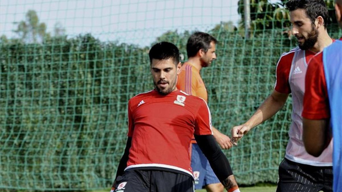 Víctor Valdés, durante un entrenamiento con el Middlesbrough en Marbella