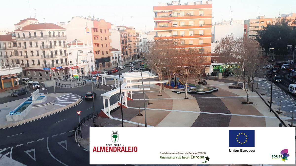 Vista general de la nueva Plaza de Extremadura de Almendralejo.