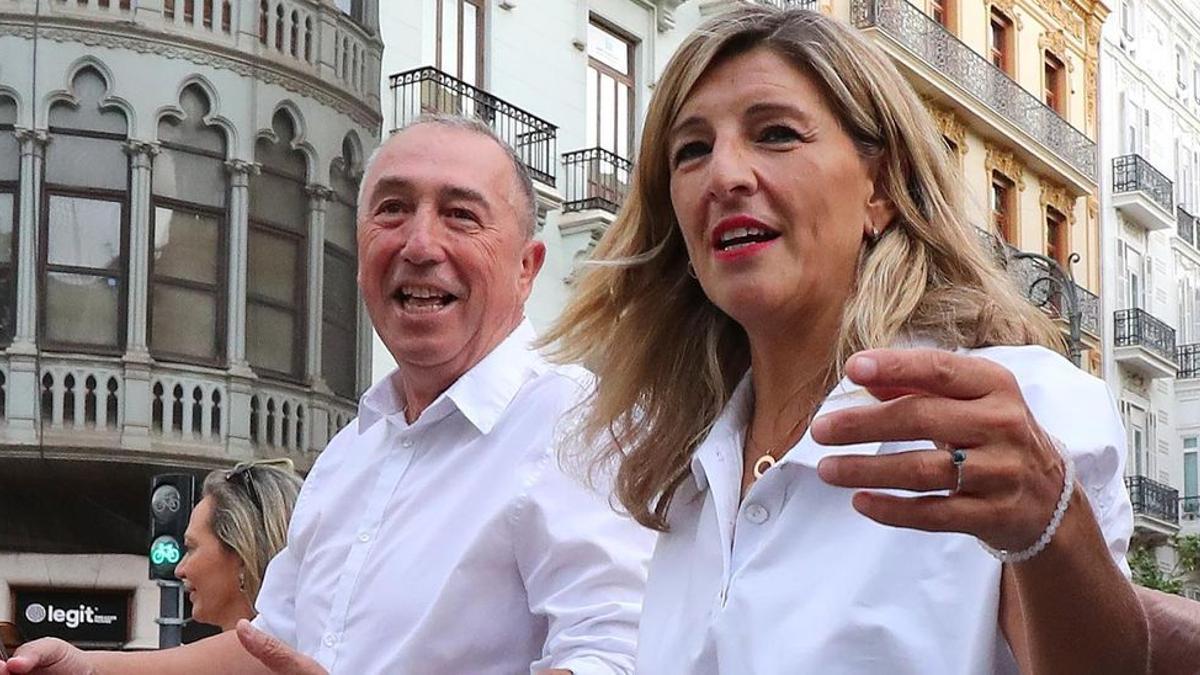 Yolanda Díaz con Joan Baldoví en Valencia.