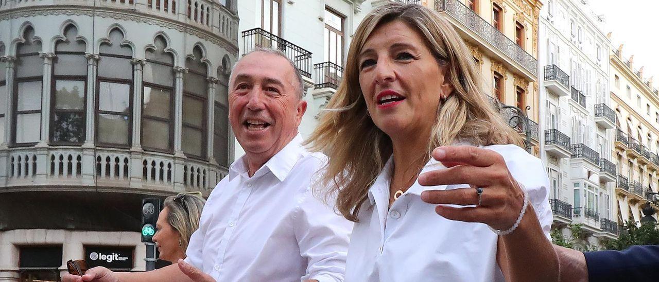 Yolanda Díaz con Joan Baldoví en Valencia.