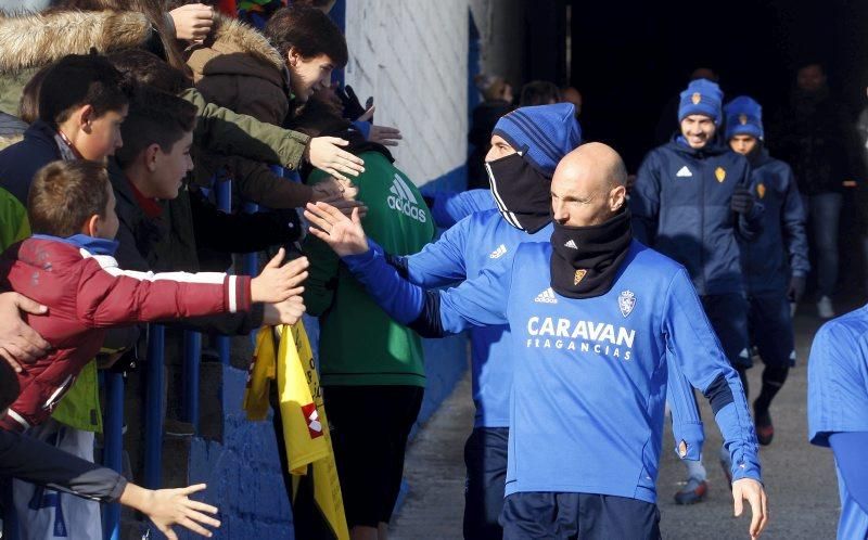 Entrenamiento a puerta abierta del Real Zaragoza en La Romareda