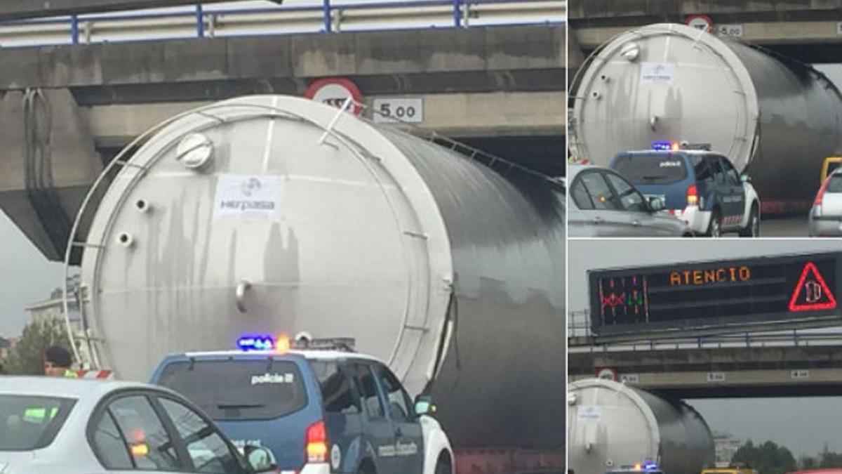 El camión cisterna atrapado en la A2.