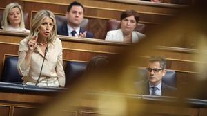 La vicepresidenta segunda y ministra de Trabajo y Economía Social, Yolanda Díaz, en el Congreso este miércoles.