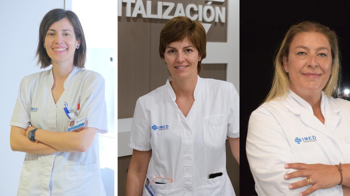 Ana Belén Agullo, Elena López y Lidia Gil  jefas de enfermería de IMED Elche , IMED Levante e IMED Valencia.