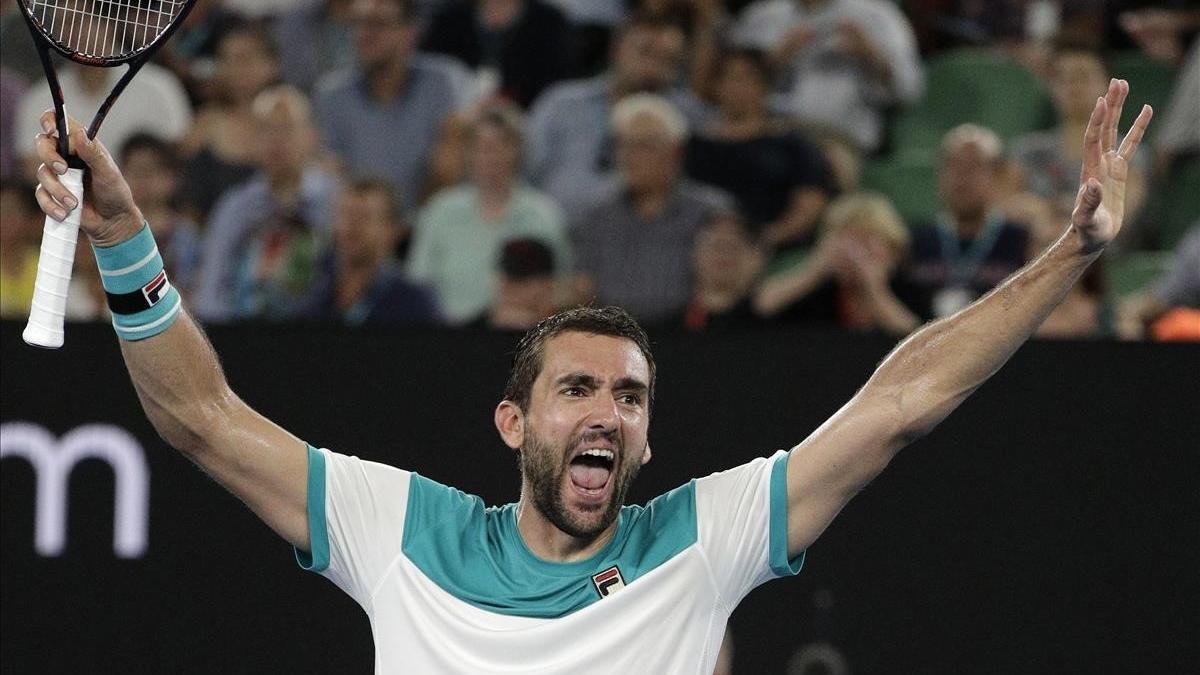 Marin Cilic celebra su clasificación para la final de Australia