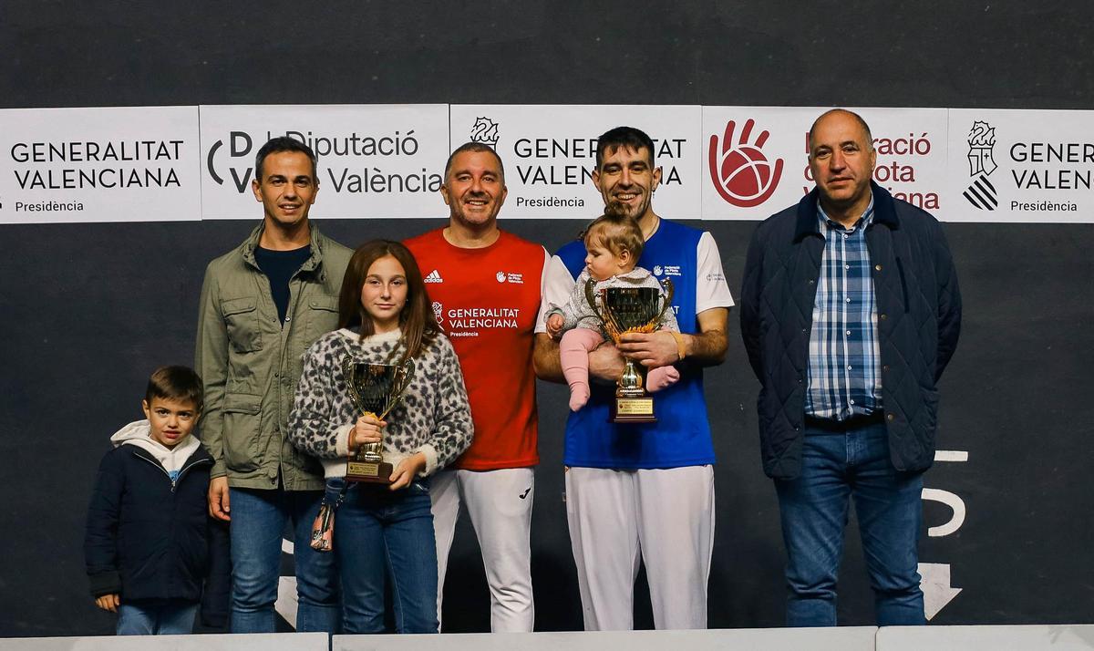 Adrián (blau) i Rubén (roig) amb els seus títols de Segona B entre setmana.