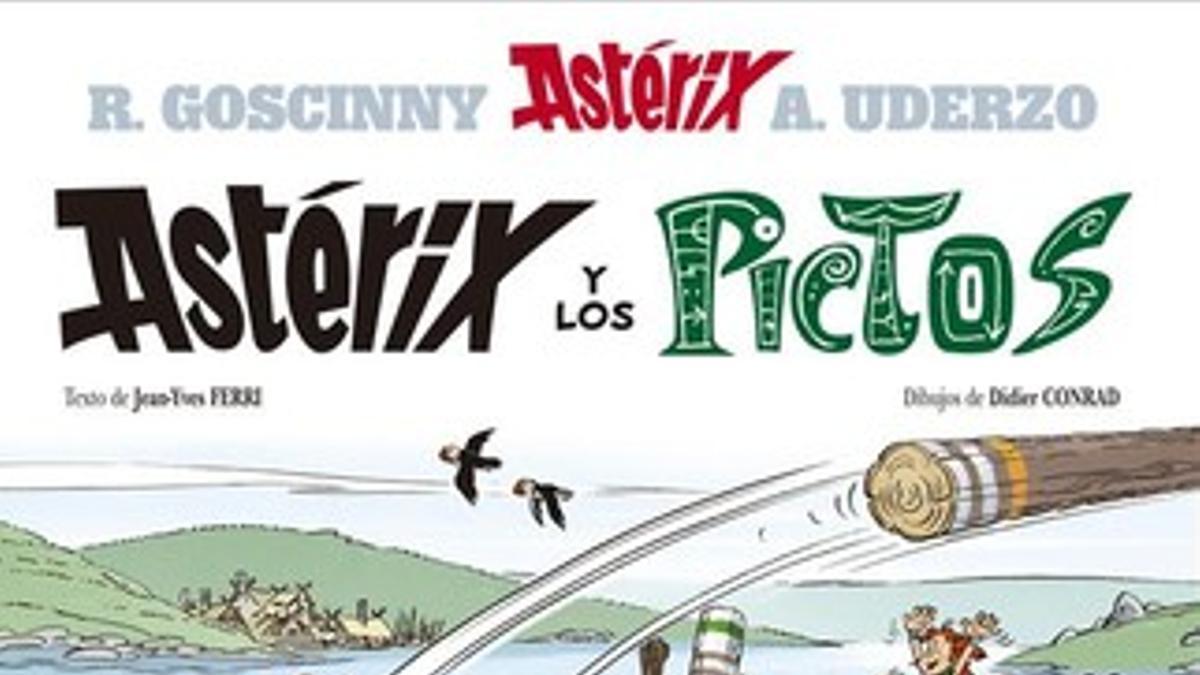 Portada del ejemplar en castellano de 'Astérix y los pictos', desvelado esta mañana en París.