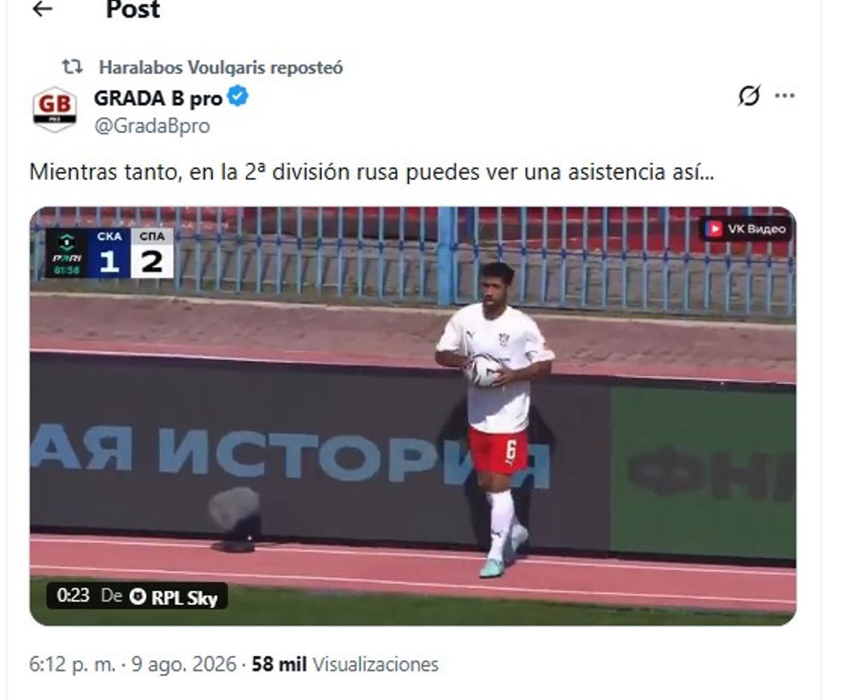 El 'retuit' de Volgaris sobre el gol de Rusia.
