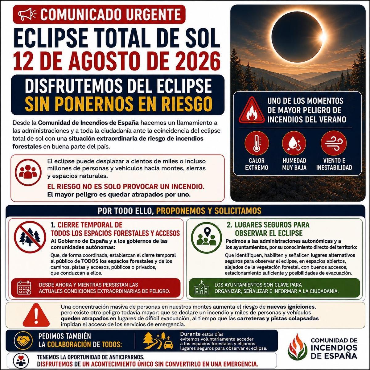 Comunicado de la Comunidad de Incendios de España.