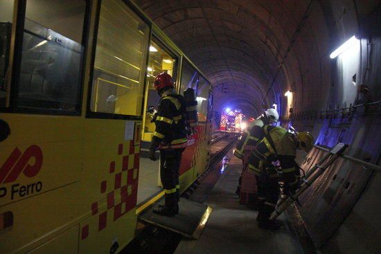 Simulacre de sinistre en el túnel del Pertús