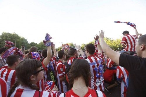 Los aficionados del Atlético celebran la Liga en Madrid
