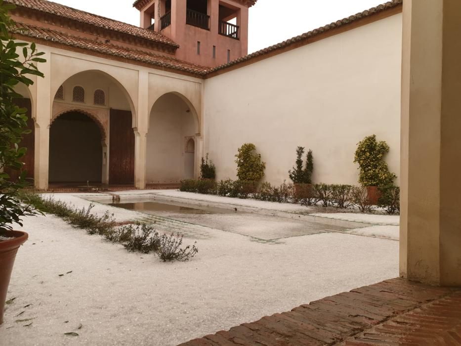 Vistas de la Alcazaba tras la granizada.