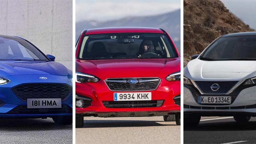 El Ford Focus, el Subaru Impreza y el Nissan Leaf.