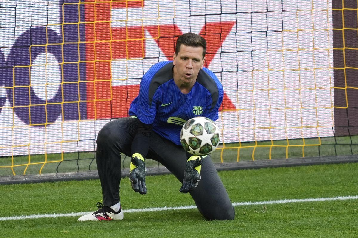 Szczesny, durante el entrenamiento previo al partido frente al Dortmund.