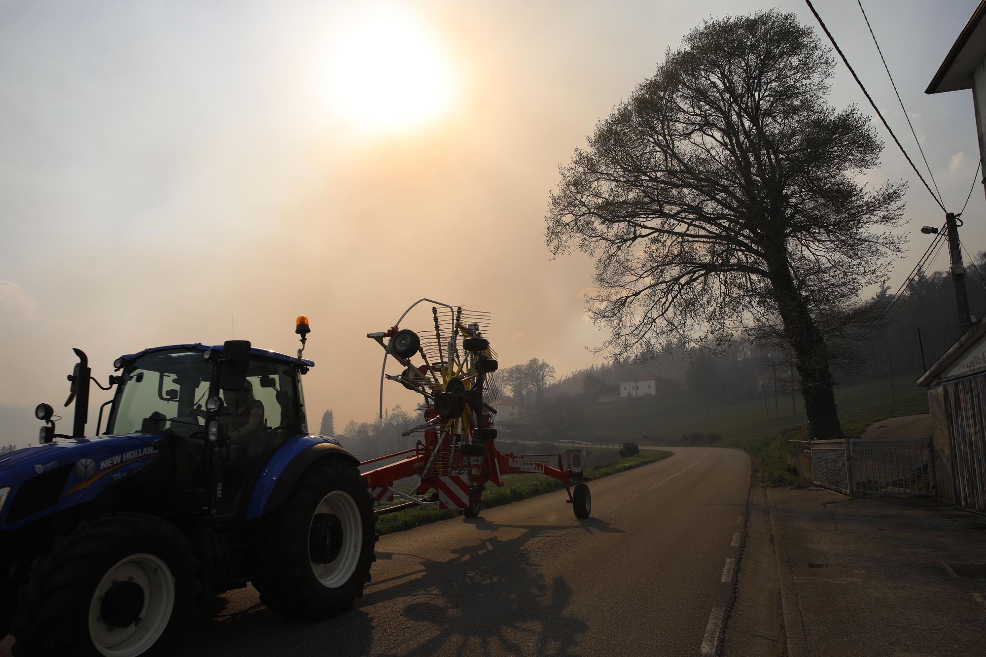 Las imágenes del preocupante incendio en Tineo