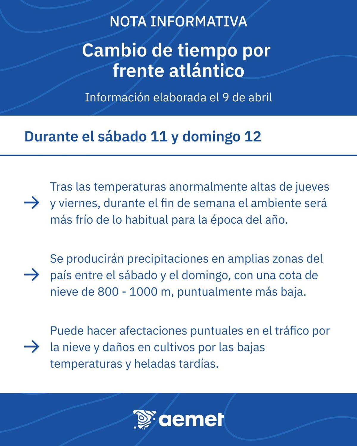 Comunicado de la Aemet.