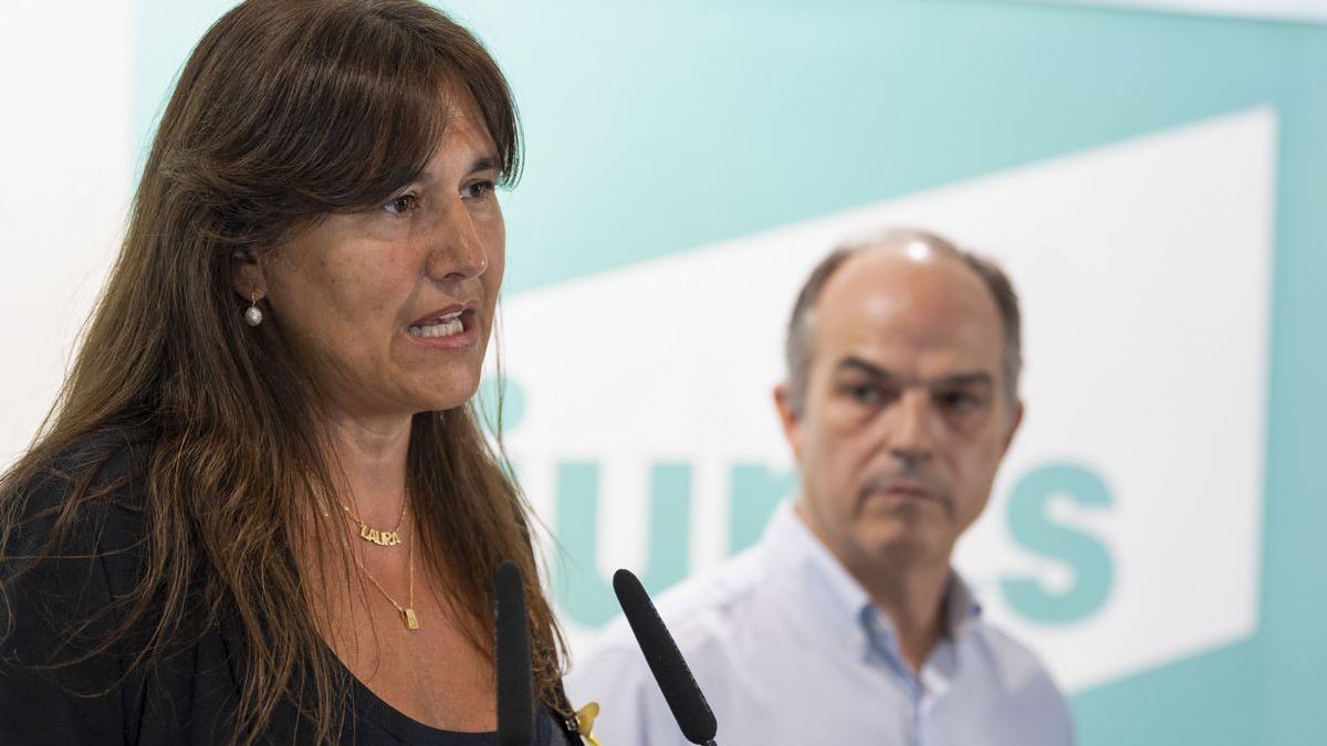 La presidenta de Junts, Laura Borràs, y el secretario general del partido, Jordi Turull.